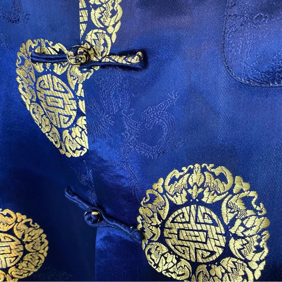 Vintage Asian Smoking Jacket Embroidered Dragon 🐉 - Picture 8 of 16